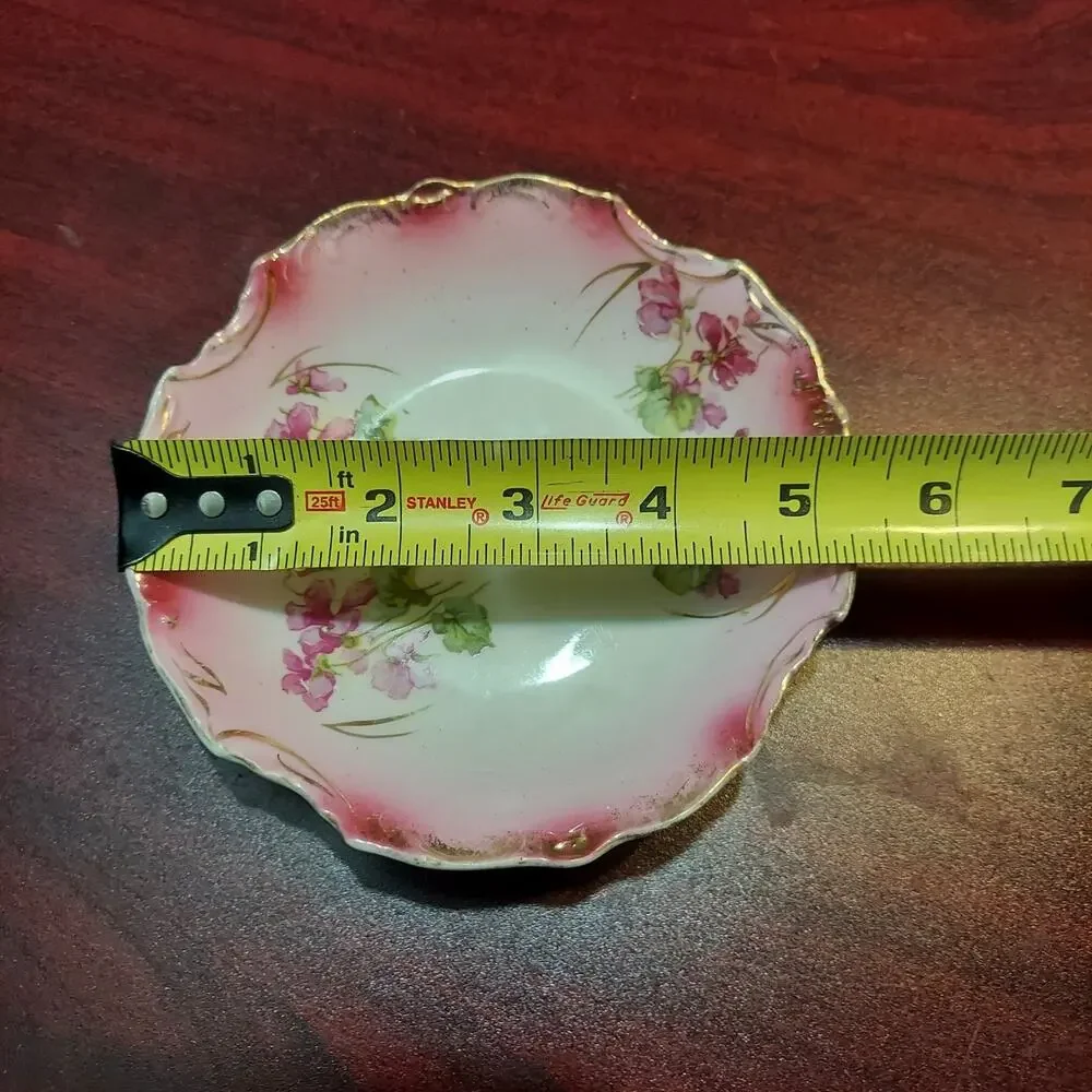 Antique Hand Painted Pink & Gold Floral 9